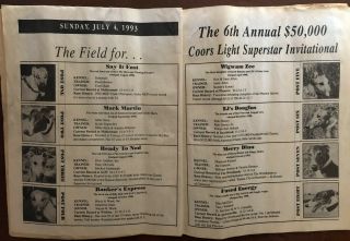 7/4/93 Greyhound Dog Greyhound Program ' Superstar Invitational Matinee Vintage ' 3