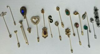 18 Vintage Stick Pins - Monet,  Sharon Rogoff Gold & Silver Tone