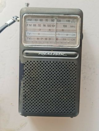 Vintage Portable Radio Shack Realistic - Model 12 - 614 - 9v - Am/fm/tv