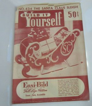 Vintage 1953 Easi - Bild Full Size Pattern The Santa Claus Sleigh No.  434 - Uncut