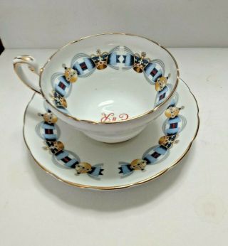 Vintage Foley Bone China Queen Elizabeth Coronation teacup and saucer set 1953 2