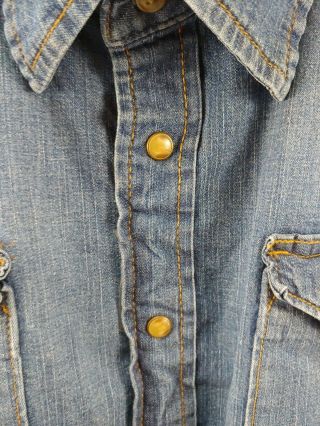 Vintage Wrangler Mens Denim Shirt 3XL Indigo Pearl Snap Front Long Sleeve Cotton 2