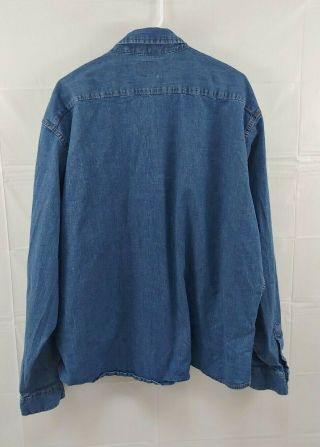 Vintage Wrangler Mens Denim Shirt 3XL Indigo Pearl Snap Front Long Sleeve Cotton 3
