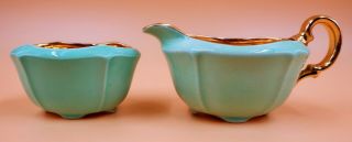 Vintage Royal Winton Grimwades Milk Jug/creamer & Sugar Bowl Set In Green & Gold
