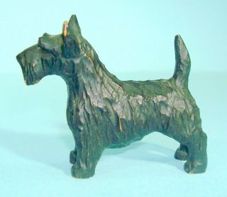 Wood Carved Scotty Dog Figurine,  Black,  (vintage,  Scottish Terrier)