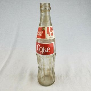 Rare Vintage Coca Cola Acl & Paper Label Bottle 49 Cent Spanish Espanol 300ml