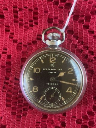 Ingersoll Ltd London Triumph Pocket Watch Black Dial Vintage Watch