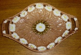 Vintage Villeroy Boch Schramberg Vbs Majolica Two Handle Oval Tray - 14 3/8 "