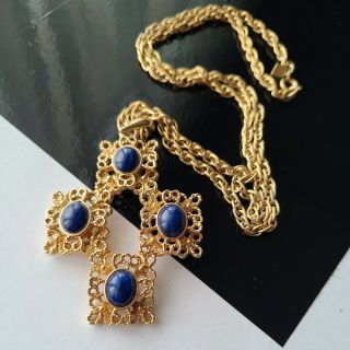 Vintage Sarah Coventry Gold Tone Cross Pendant Chain Necklace 22 " L