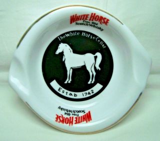 White Horse Fine Old Scotch Whisky Vintage Rare Advertising Porcelain Ashtray