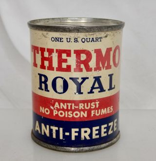 Thermo Royal Anti Freeze Motor Oil,  Vintage Advertising Coin Bank Tin Can - 83757