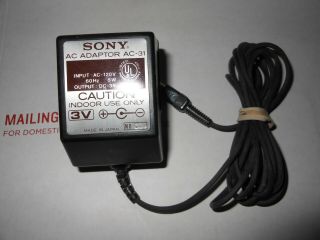 Vintage Sony Ac Adapter No.  Ac - 31 3 Volt Output