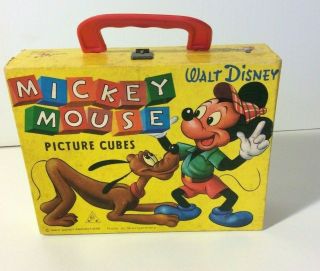 Vintage 1950s Walt Disney Mickey Mouse Picture Cubes Complete Case West Germany