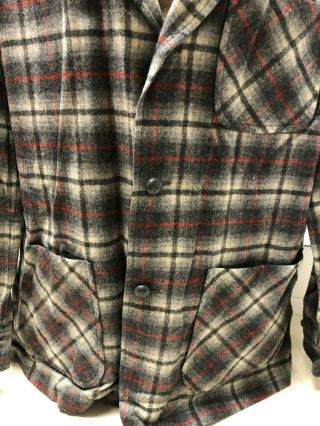 Men ' s Pendleton 100 Pure Virgin Wool Plaid Gray Jacket Andy Anderson 2