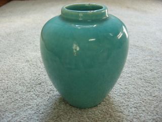 Vintage 1930s Teal Nelson Mccoy Usa Pottery Oil Jar Vase