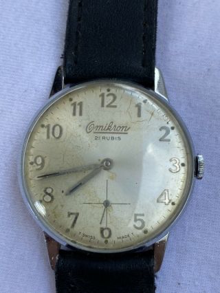 Vintage Watch Omikron 21 Jewels As6325 Swiss Made Men 35mm