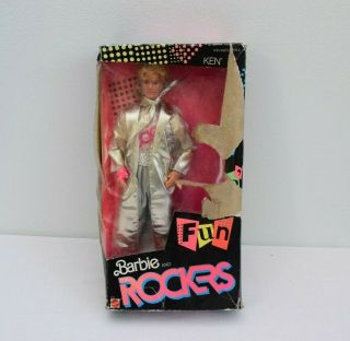 Vintage 1986 Barbie And The Rockers Ken Doll Broken Box Accessories