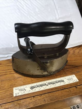 Vintage Asbestos May 22,  1900 Sad Iron With Removable Wooden Handled Cover