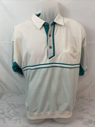 Vtg 80s 90s Greenline Polo Shirt Xl Dad Golf Tennis Sopranos Colorblock Green D