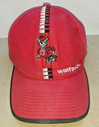 Vtg 90s Red Ncsu North Carolina Nc State Wolfpack Hat Cap Snapback