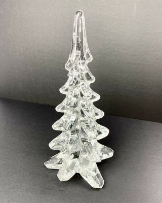 Vintage Lead Crystal Christmas Tree 9” X 5” Decor Handmade Decoration Clear