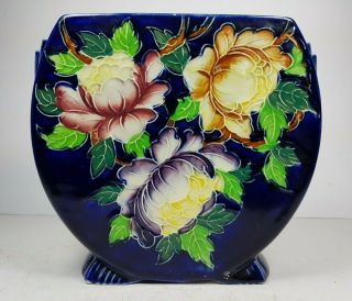 Vintage Maling Ware Ceramic Flower Vase - Chrysanthemum Design - 5.  5 " Tall