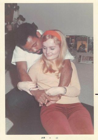 Vintage 60s Color Photo 1960s African American Man Blonde Woman Couple Photos 1