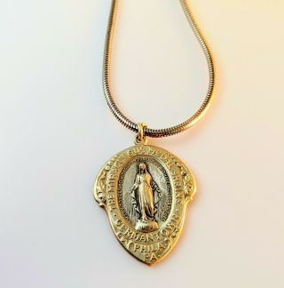 Vintage Silver Necklace Gold 1830 Miraculous Virgin Mary Pilgrimage Catholic