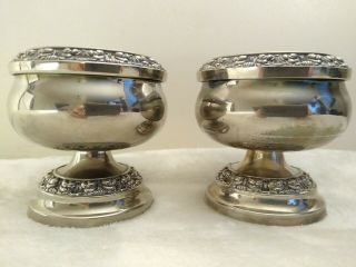 Small Vintage Ianthe Silver Plated Rose Bowls - 3 " Tall