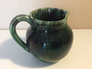 Vintage Ineke Pottery Drip Glaze Green Creamer 3 1/2” Signed Victoria Canada