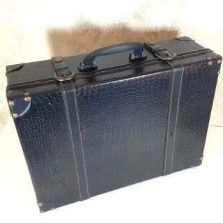 Vintage Style Travel Case Faux Snakeskin Style Hard Shell Finish 16.  5x11.  5x5.  5 "