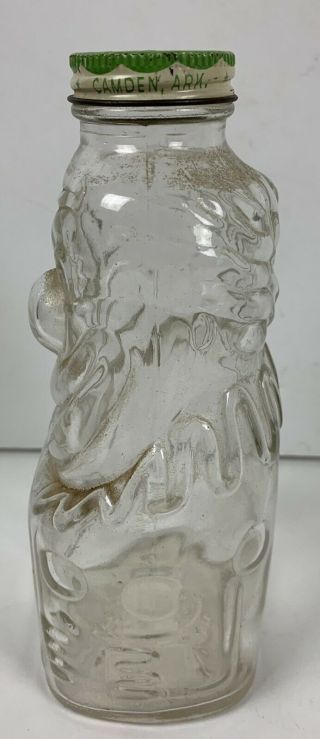 VINTAGE GLASS CLOWN GRAPETTE SYRUP Glass Bank Bottle Camden Arkansas With Lid 2