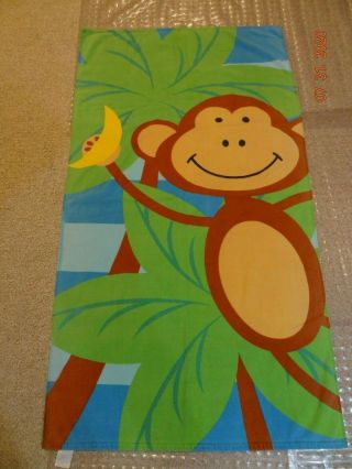 Vintage Curious George Beach Bath Pool Towel Monkey Cartoon 100 Cotton 31 X 54
