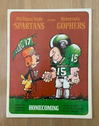 Vintage 1968 Ncaa Minnesota Gophers @ Michigan State Spartans Football Program