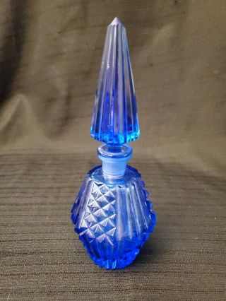 Vintage Perfume Bottle Cobalt Blue Glass Art Deco