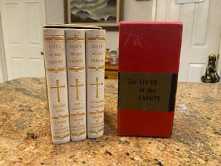 Library Of Catholic Devotion The Lives Of The Saints " 3 Volume Set Vintage 1958