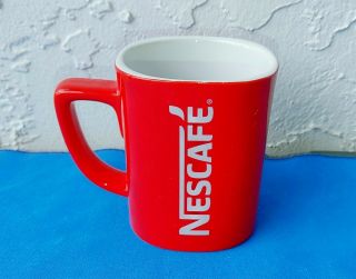 Vintage Nescafe Coffee / Cup Mug 12 Oz Square Red With Logo