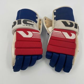 Vintage Vic Usa Ice Hockey Gloves Style 205 Red White & Blue