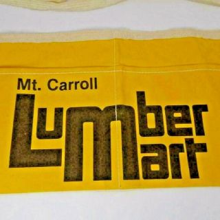 Vintage Mt.  Carroll Il Lumber Mart Canvas Nail Apron Divided Pockets Yellow Euc