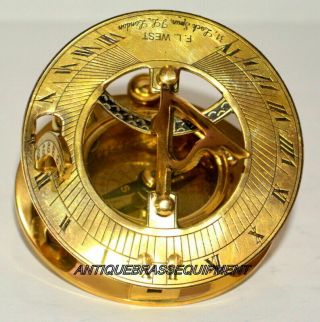 Vintage Brass 3 " Sundial Compass Marine Nautical Decor Maritime Antique Compass