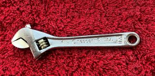 Vintage Crescent Crestoloy 4 Inch Adjustable Wrench Usa (1fa)