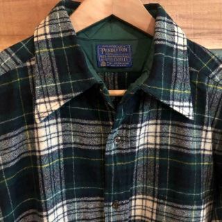 Usa Made Vtg 70s/80s Pendleton Virgin Wool Plaid Print L/s Flannel Shirt L