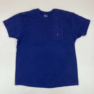 Vintage Polo Ralph Lauren Blue Pocket T Tee Shirt Red Pony Single Stitch Size M