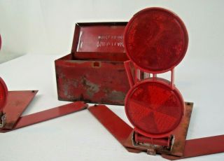 Vtg Miro - Flare Refrector Kit Model No.  1188f Set Of 2 With Metal Storage Box
