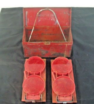 Vtg Miro - Flare Refrector Kit Model No.  1188F Set of 2 With Metal Storage Box 3