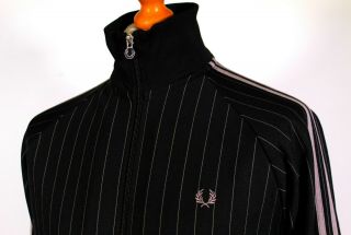 Fred Perry Black Pinstriped Track Jacket - M|l - Mod Casuals Scooter Terraces