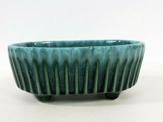 Vintage Hull Green And Aqua Oval Pottery Footed Planter Dish F39 Euc
