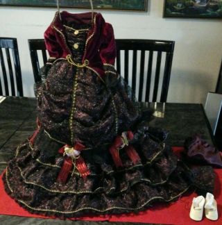 Vintage Victorian Style Dress And Accessories For 28 " Dolls P