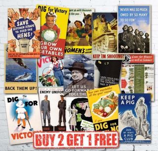 Vintage Allied Ww2 World War Ii Propaganda Retro Posters A3/a4/a5