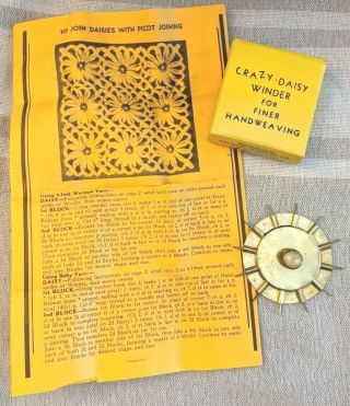 Crazy Daisy Winder Handweaving Knit Crochet Sewing Vintage Spinner Directions